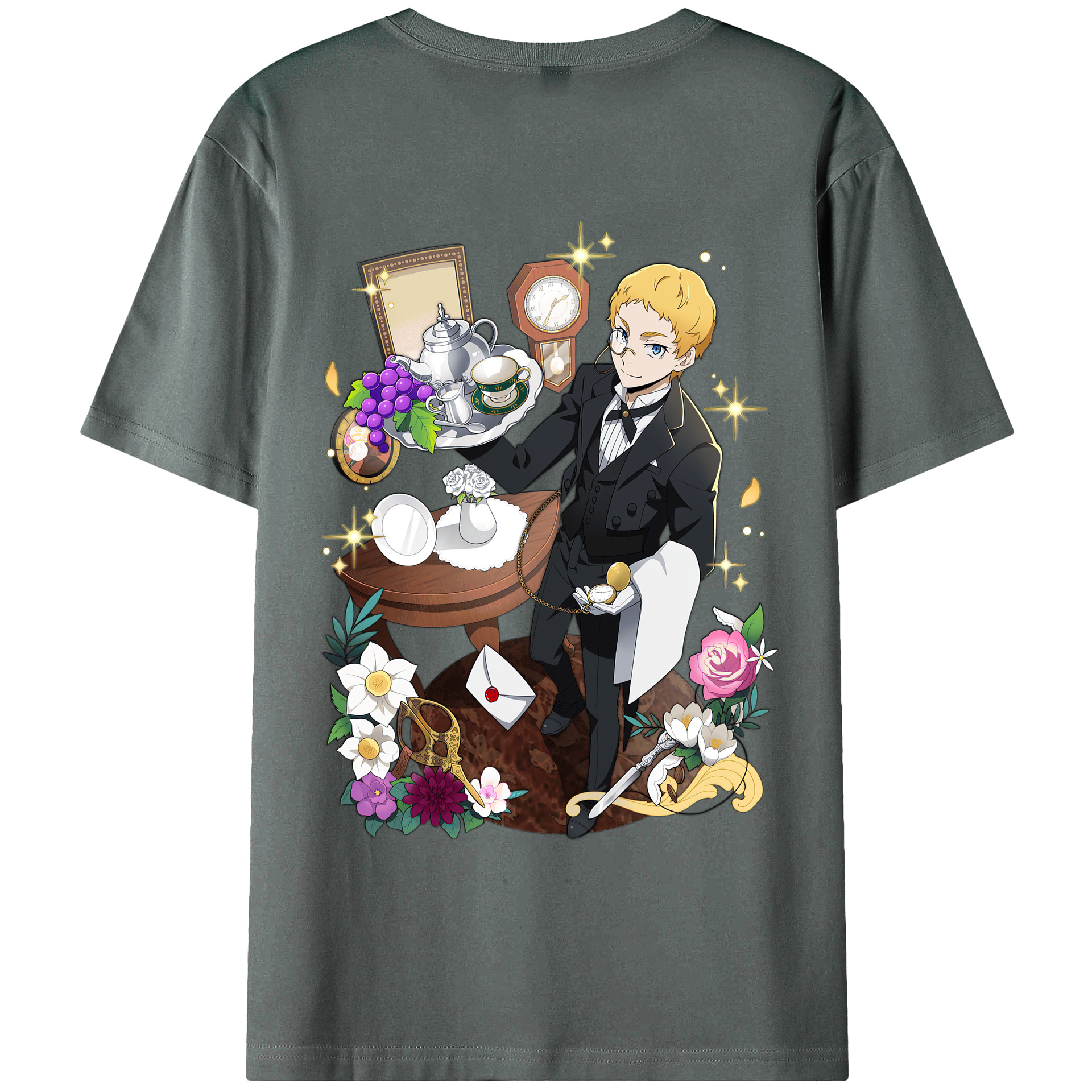 （画像用） 文豪ストレイドッグス Bungo Stray Dogs 綿100％ メンズ半袖Tシャツ（バックプリント） 通気性